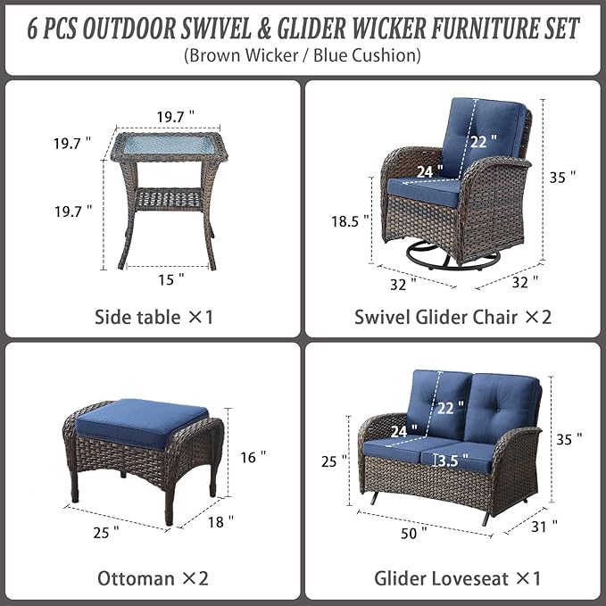 Belord 6 Piece Patio Conversation Sets - Image 2