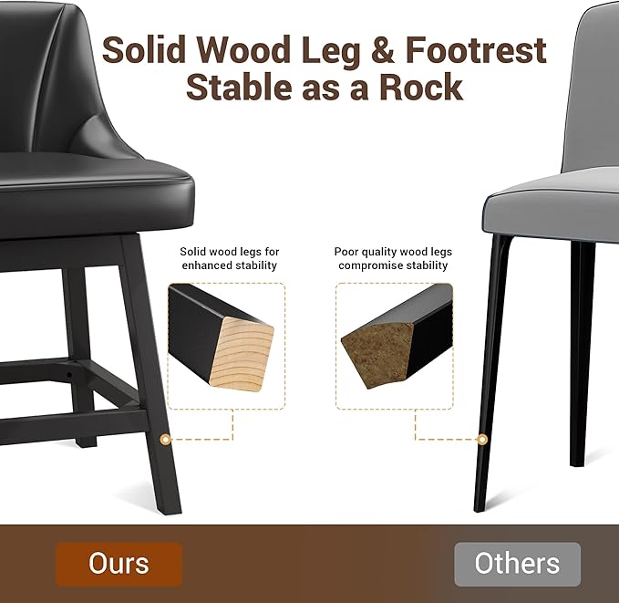 YaFiti Swivel Bar Stools Set of 2, 26 Inch Counter Height Bar Stools - Image 8