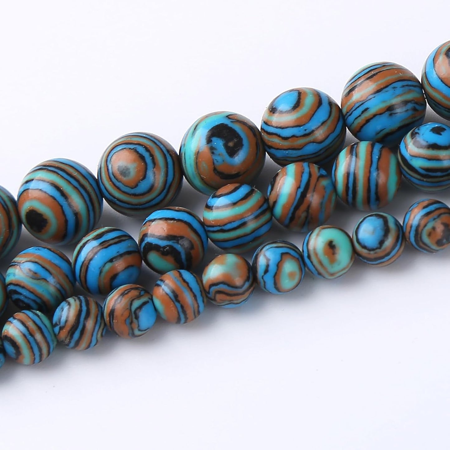 Blue Peacock Turquoise Stone Beads Gemstone Round Crystal Energy Jade Beads Stone Beads for Jewelry Making DIY Bracelet Necklace Jewelry Making 1 Strand 15.5inch 45PCS 8MM