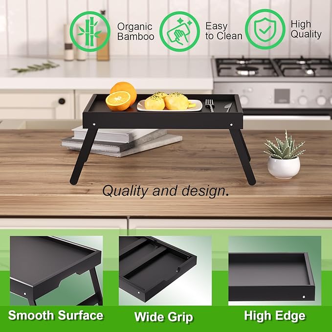 Fibogollo 2 Pack Bamboo Bed Tray Table - Image 4