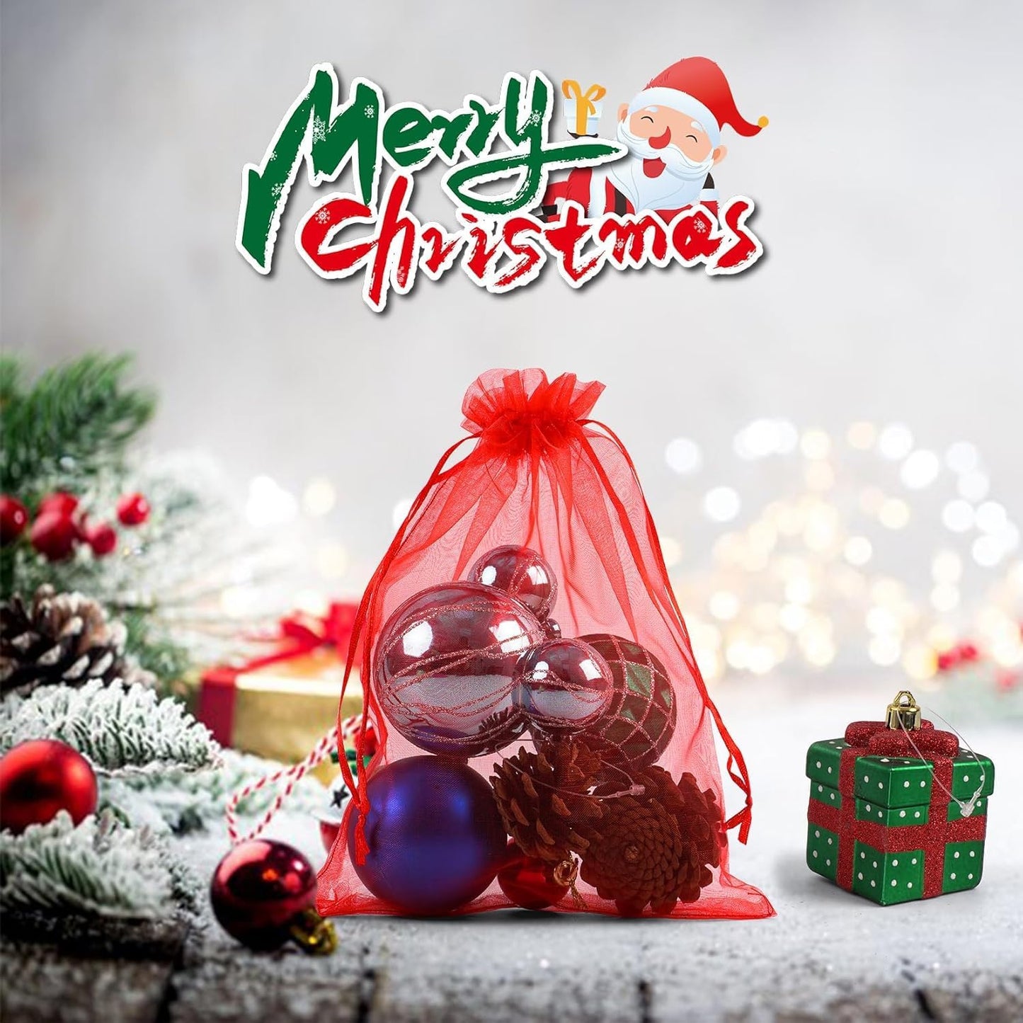 ANZNKU 50 Pack Assorted Organza Bags 6x9 Inch, Mesh Drawstring Bags, Mesh Bag for Gifts Large Organza Bag for Wedding Party Favor Christmas