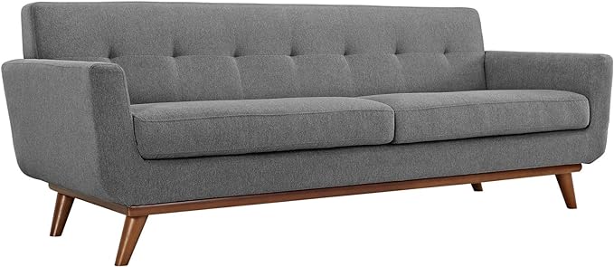 Modway Engage Mid-Century Modern Upholstered Fabric Sofa in Expectation Gray by Modway