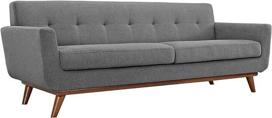 Modway Engage Mid-Century Modern Upholstered Fabric Sofa in Expectation Gray by Modway