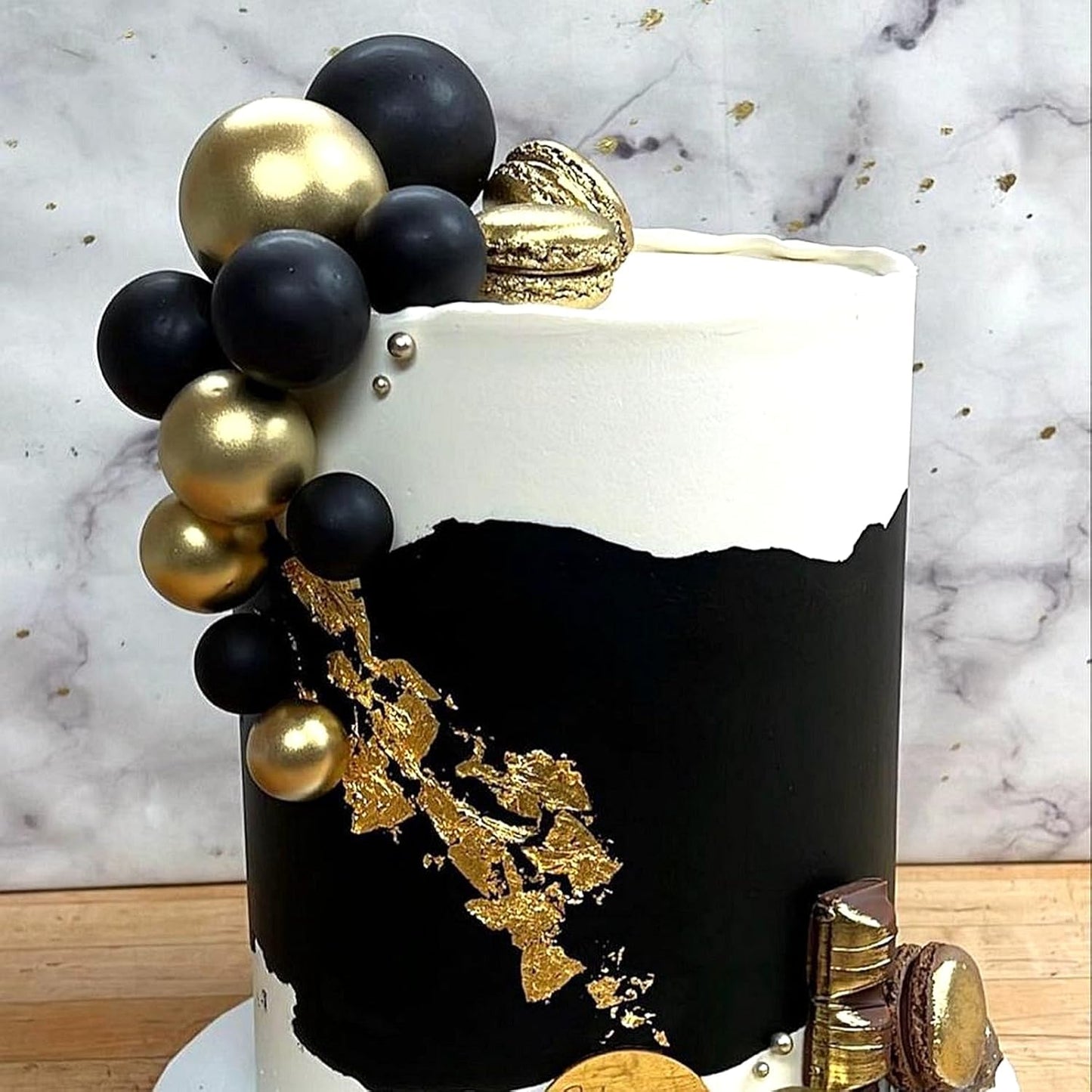 ASTARON 20 Pcs Ball Cake Topper Decorations Mini Balloons Cake Toppers Sticks Black Balls Cake Picks Cake Topper Balls for Graduation Birthday Cake Decorations