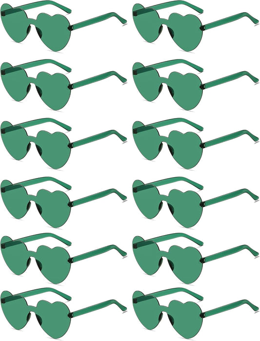 12/20/24 Pairs Heart Sunglasses for Women Men, Trendy Heart Shaped Rimless Transparent Sunglasses, Bachelorette Party