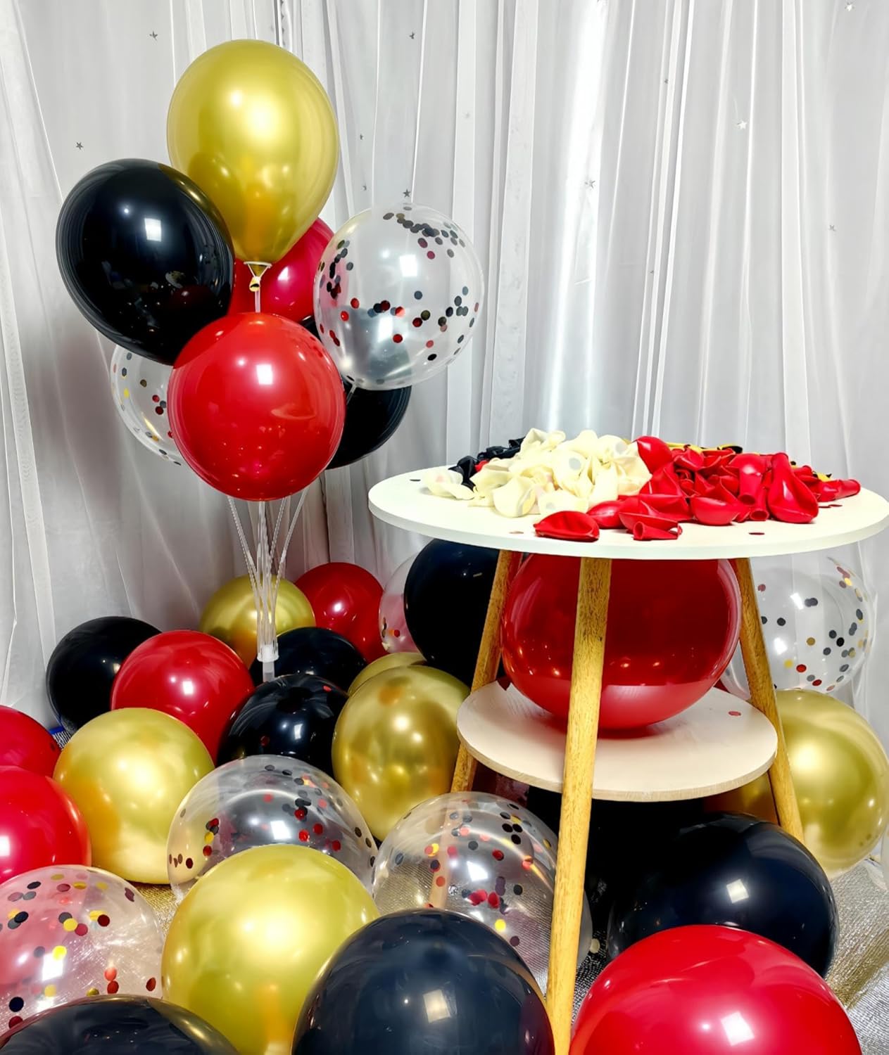 300 Pack Red Black and Gold Balloons 12 Inch Red Black Gold Confetti Balloon for Various Party Events Decorations