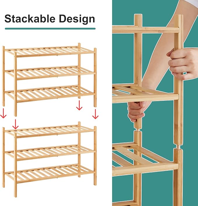 viewcare 6-Tier Bamboo Shoe Rack - Image 5