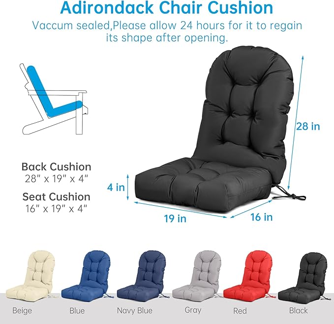 Adirondack Chair Cushion Waterproof Rocking Chair Cushion, Tufted High Back - Image 3