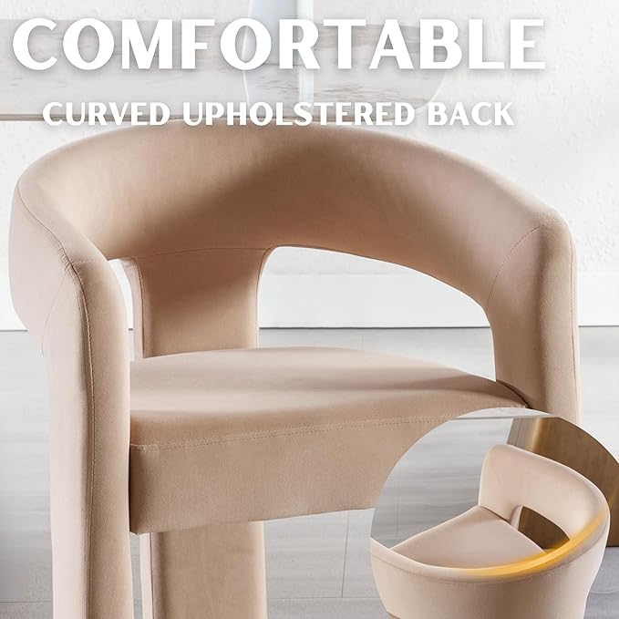 RIVOVA Modern Barrel Dining Chairs Set of 2 Upholstered Velvet Accent Side Chair - Image 3