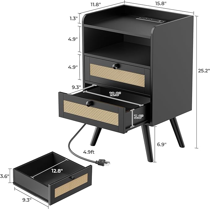 SUPERJARE 2 Drawer Night Stand - Image 3
