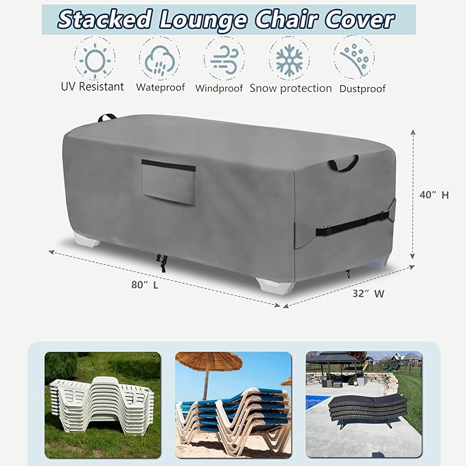 600D Heavy Duty Outdoor Waterproof Lounge Chair Cover - Image 2
