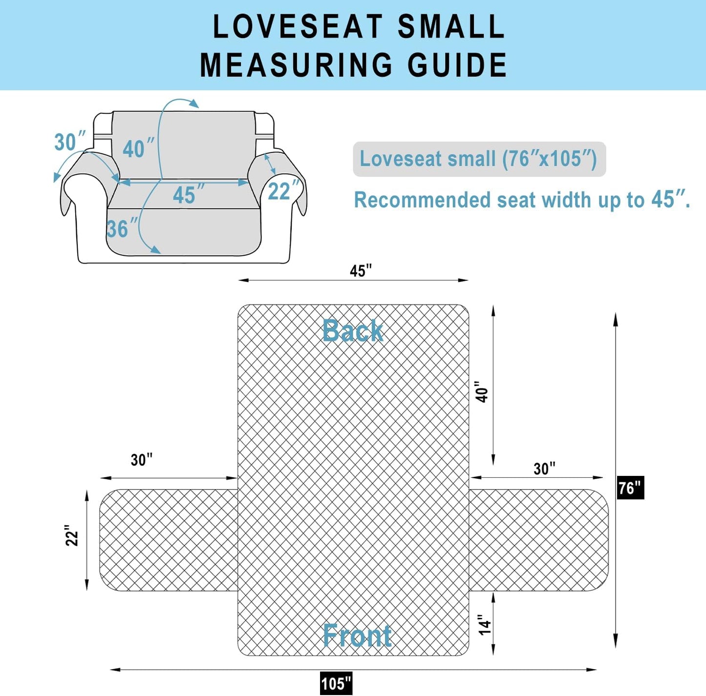 Reversible Loveseat Sofa Covers Couch Cover Furniture Protector(Loveseat Small,Dark Grey/Dark Grey)