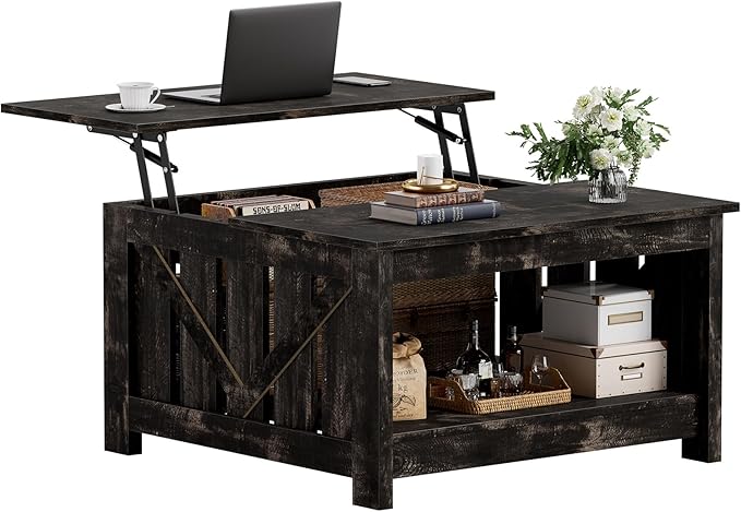 FABATO Lift Top Coffee Table, 31.5" Farmhouse Coffee Tables - Image 8