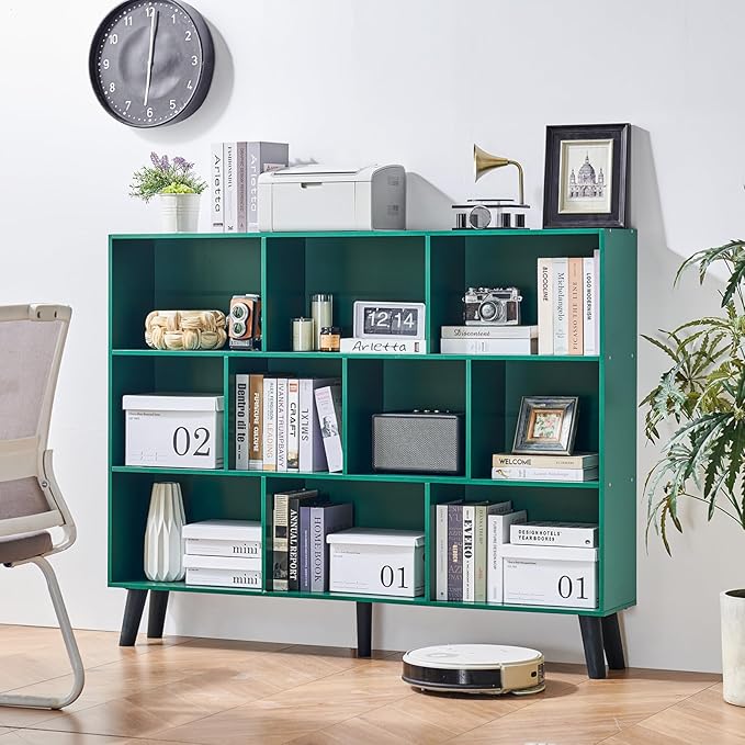 LEYAOYAO 10 Cube Bookshelf, 3 Tier Vintage 55" Wide Bookcase - Image 3