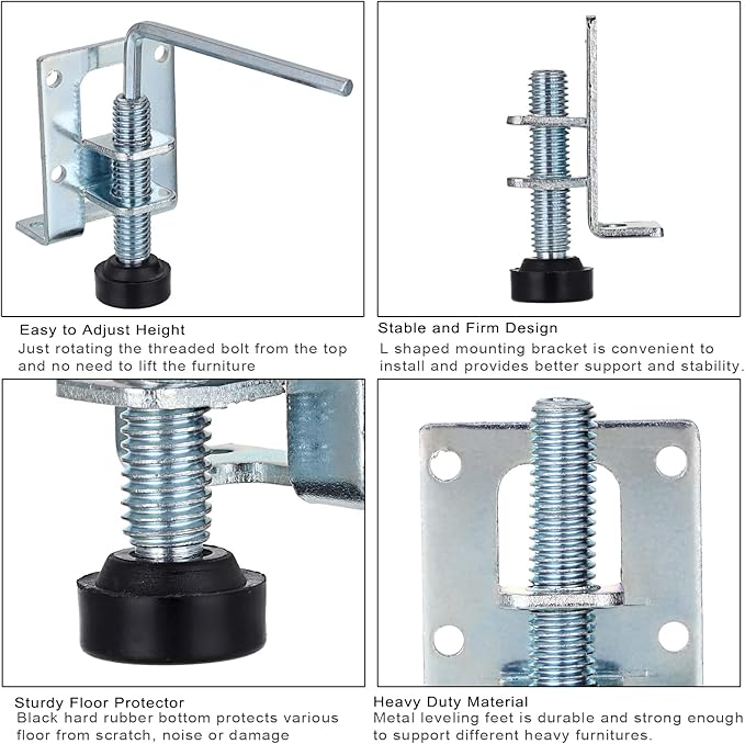 OwnMy 4 Packs Heavy Duty Adjustable Furniture Leveling Feets L Shaped Furniture - Image 5