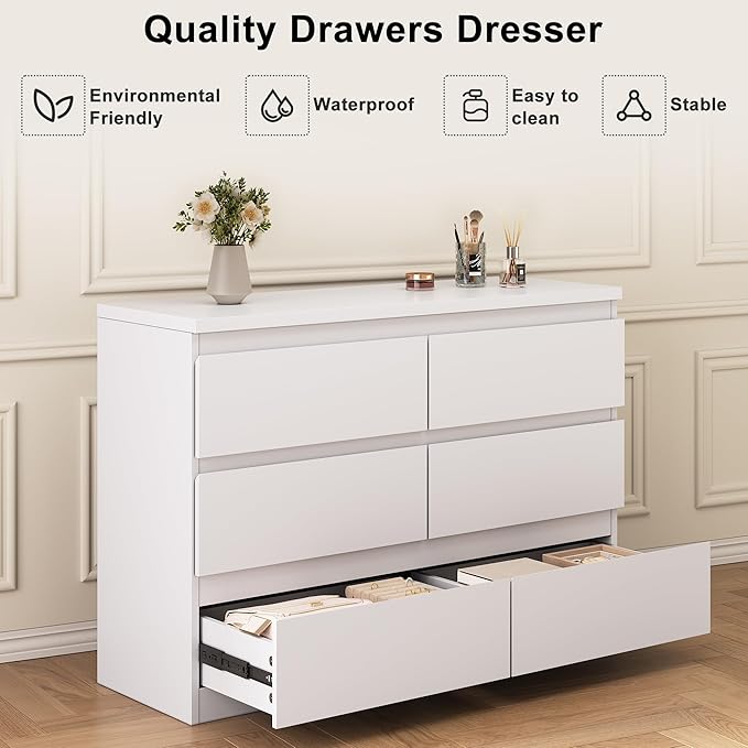 Jocoevol White 6 Drawer Dresser - Image 4