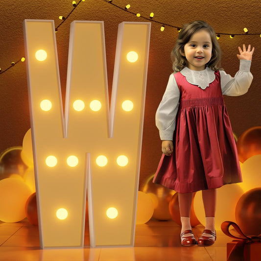 Marquee Letters 4 Feet Tall Large Light Up Letters W Happy Birthday Decorations Wedding Engagement Party Decor Yellow Light Birthday Decorations Balloon Arch Kit Foam Sign W