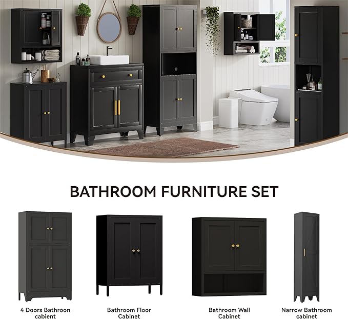 YAUWOH Small Metal Cabinet, Bathroom Storage Cabinet - Image 8