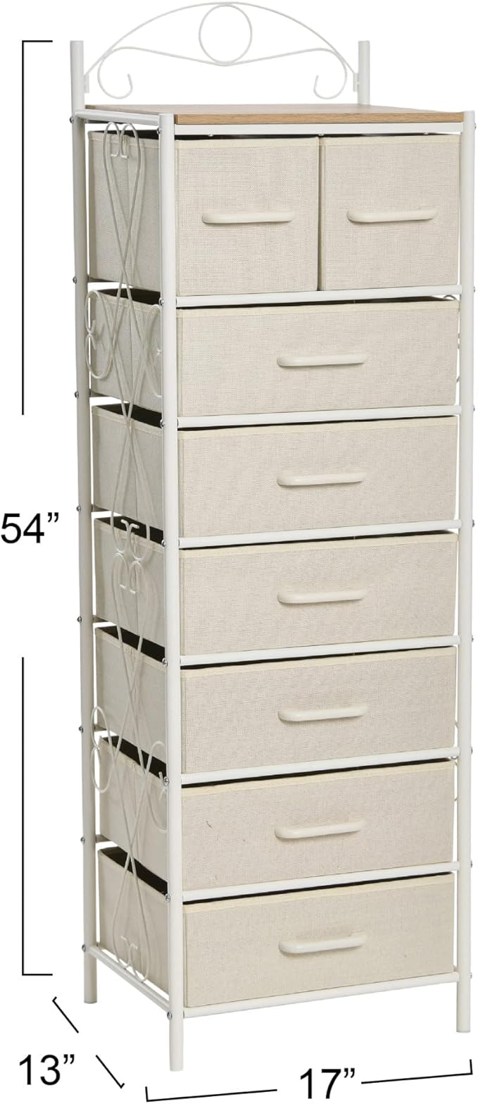 Household Essentials Coastal Oak and Iron 8-Drawer Dresser Tower - Image 3