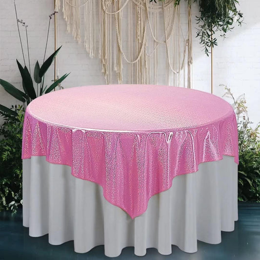 Fitable Pink Sequin Tablecloth for Parties 60x60 Inch - Sparkle Glitter Table Cloth Laser Square Overlay for Wedding Baby Shower Ceremony Birthday Holiday Banquet