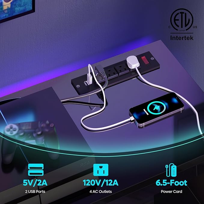 Bestier LED TV Stand for 55/60/65 Inch TV, Modern Gaming TV Console - Image 5