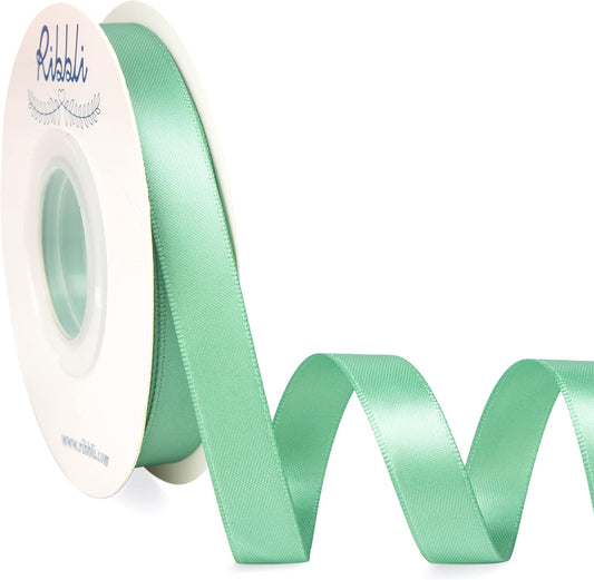 Ribbli Sage Green Satin Ribbon,Double Faced Satin 1/2 inch x Continuous 25 Yards,Use for Bows Bouquet,Gift Wrapping,Wedding Decoration,Floral Arrangement