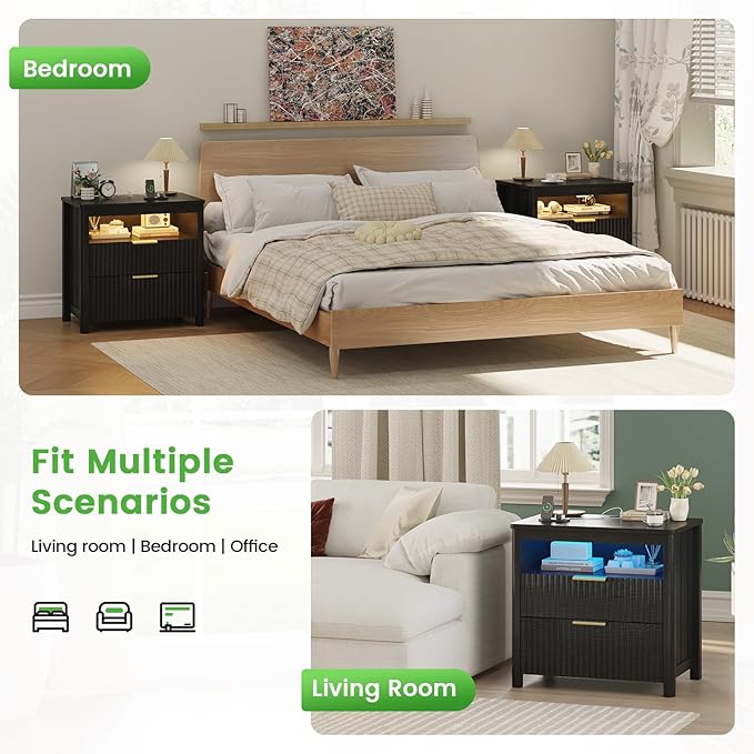 HNEBC Set of 2 Smart Farmhouse Nightstands - Image 9