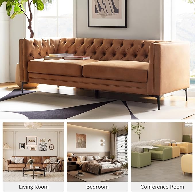HULALA HOME 84" W Faux Leather Sofa Couch - Image 7