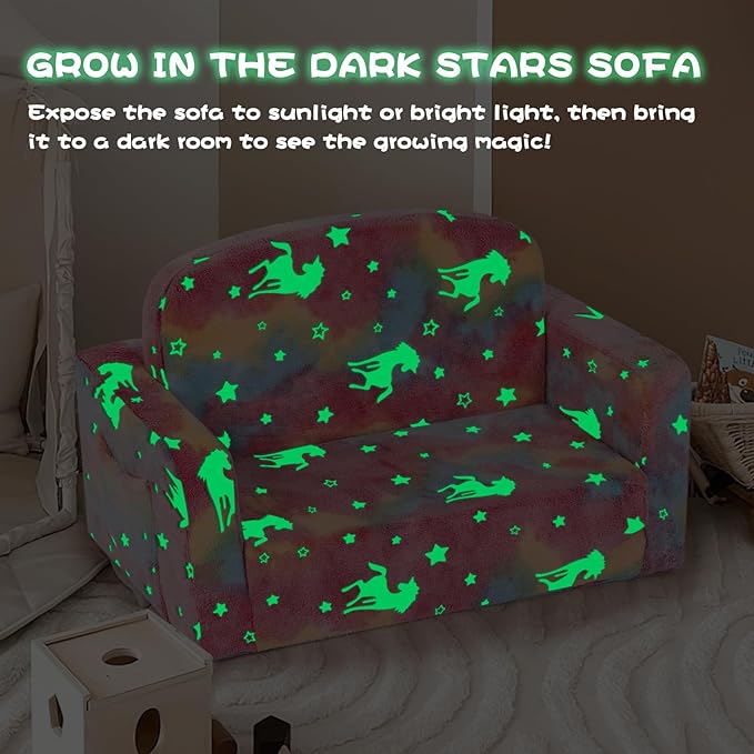 Foryoomi Extra Wide Kids Couch, Kids Sofa, Toddler Sofa, Glow in The Dark - Image 5