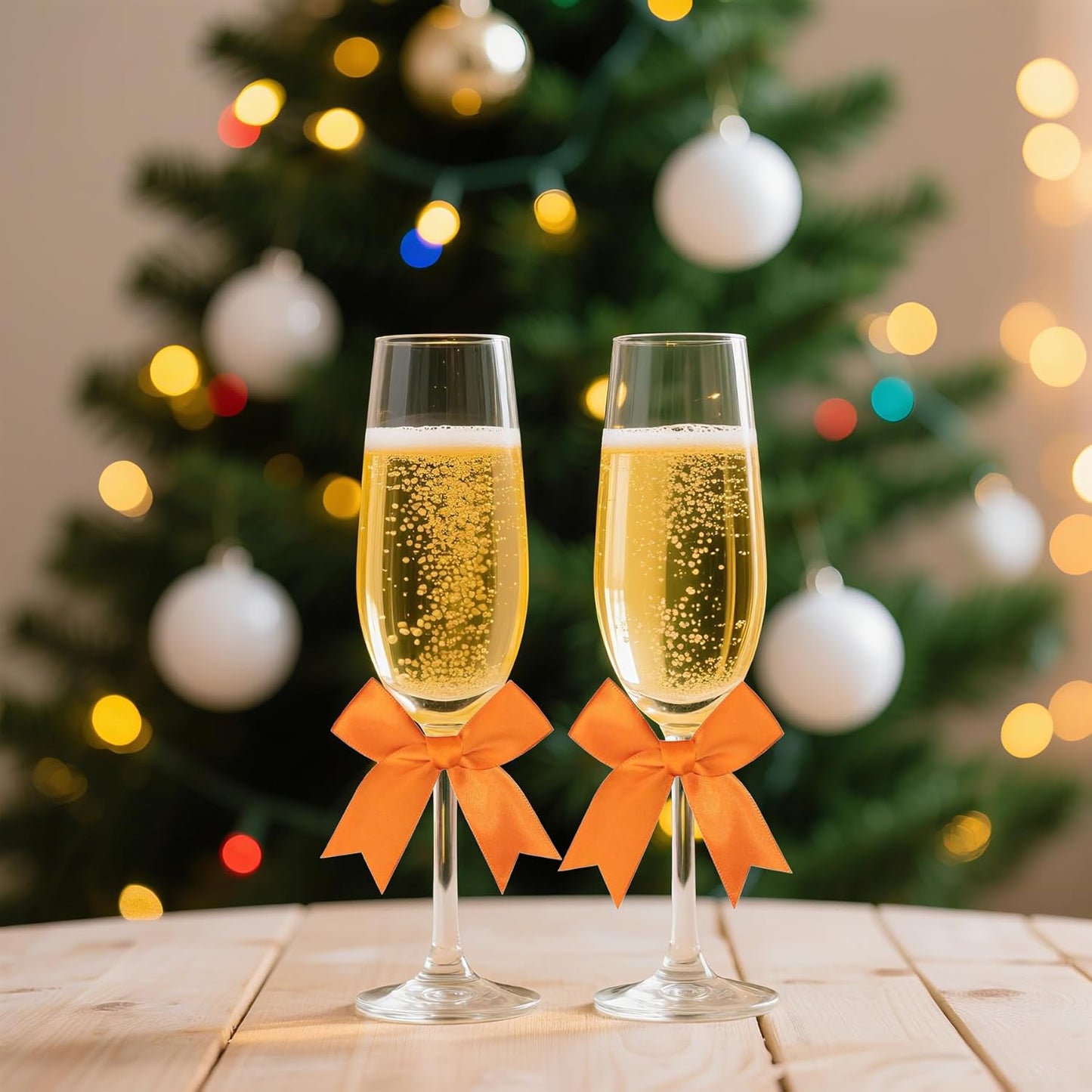 50 Pieces Gift Wrap Bows Premium Satin Ribbon Bows 3.3 Inch Craft Bows for Gift Wrapping DIY Treat Bags Holiday Gifts Bag Party Decorations, Wedding Decor Christmas Birthday Presents (Orange)