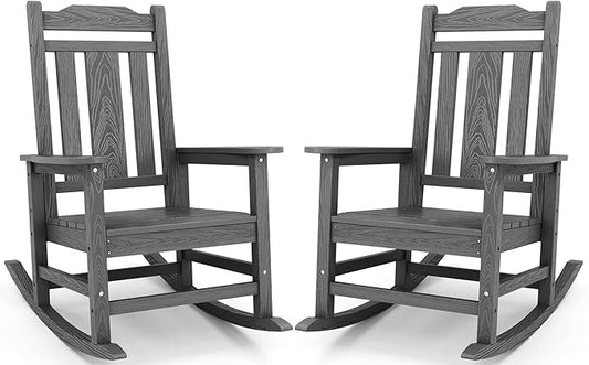 SERWALL Oversized Rocking Chair Set of 2 Outdoor, HDPE Outdoor Rocking Chair by SERWALL