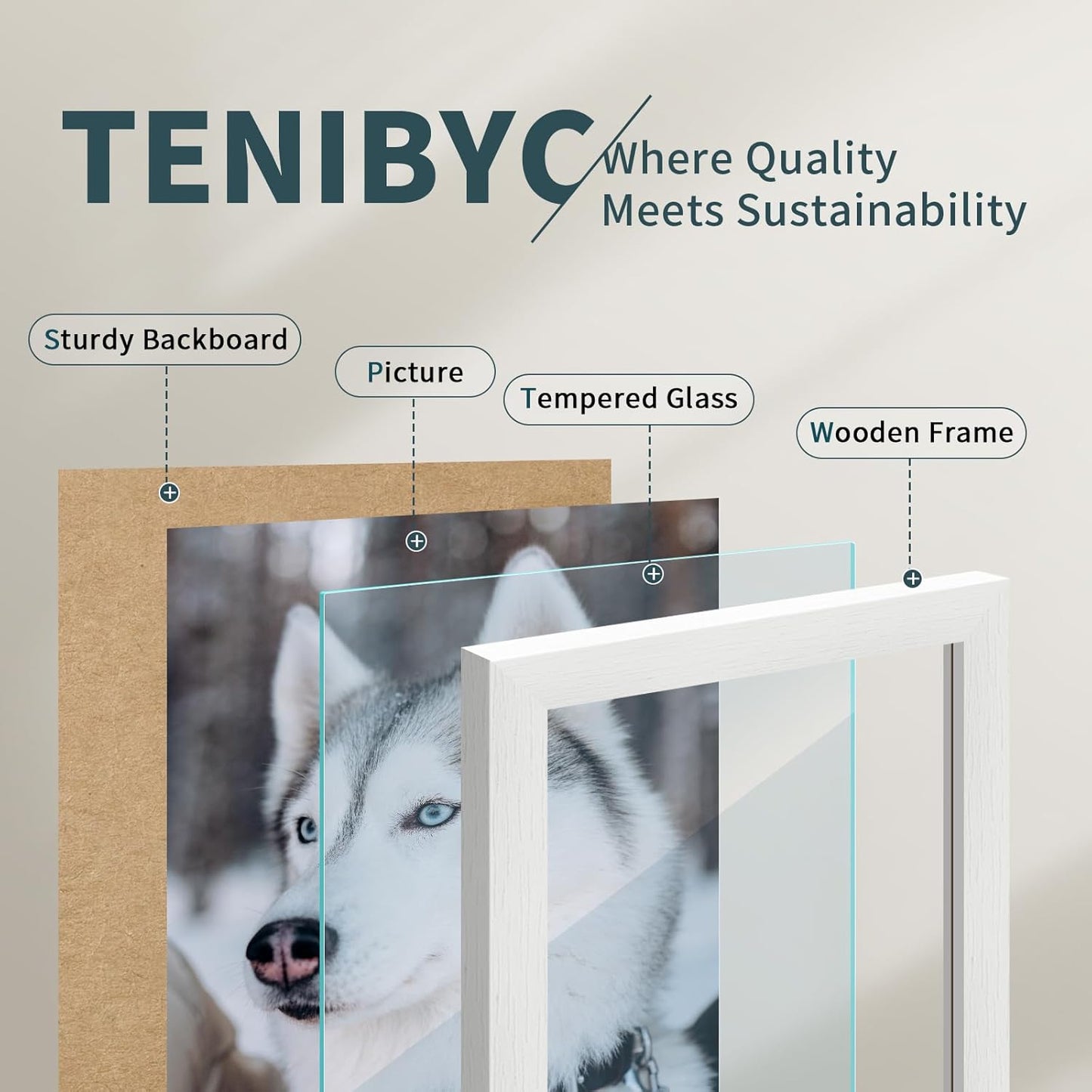 11x14 Picture Frame Set - 3 Pack, Textured White Solid Wood, HD Tempered Glass, Wall Gallery Photo Frame