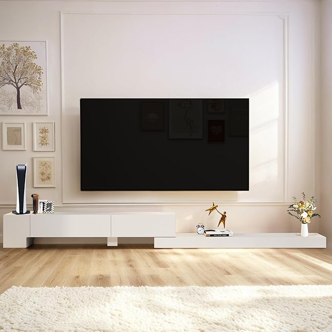 Retractable TV Stand, Solid Wood Minimalist TV Shelf, Mid-Century TV Console - Image 8