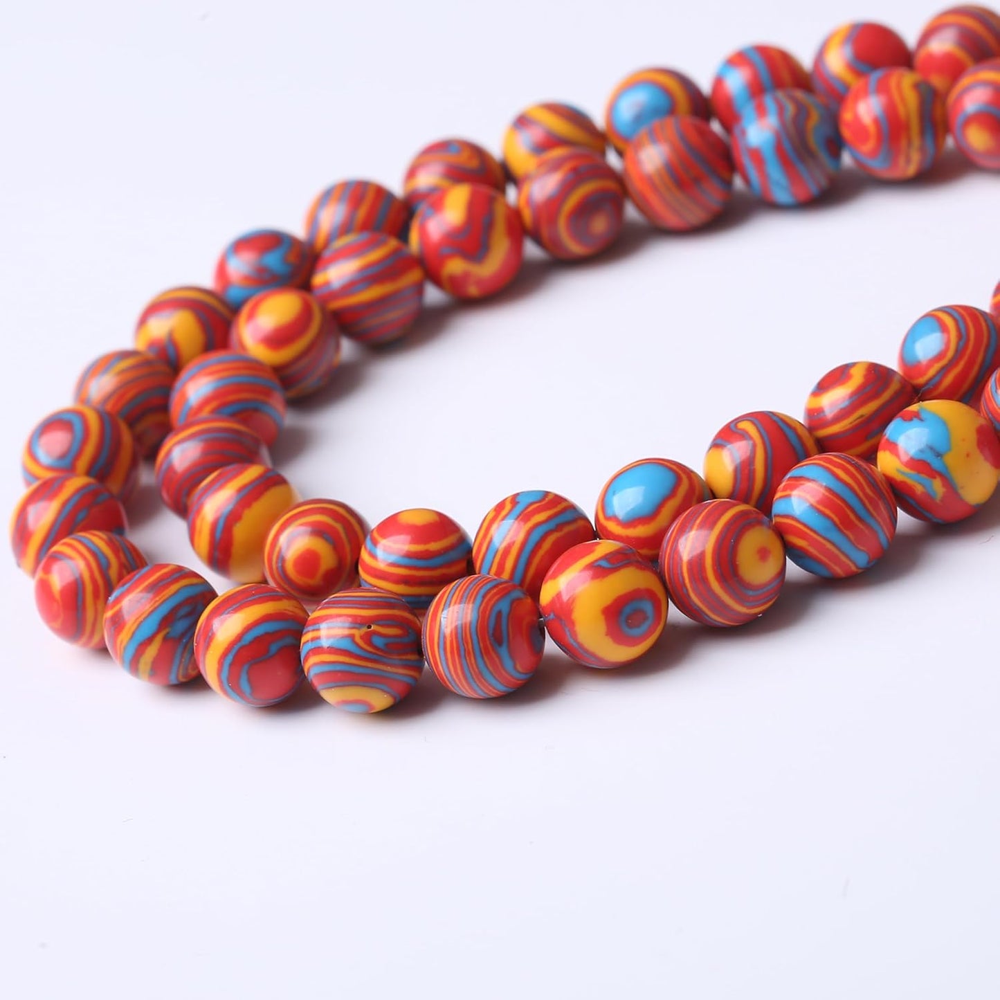 Red Yellow Blue Peacock Turquoise Stone Beads Gemstone Round Crystal Energy Jade Beads Stone Beads for Jewelry Making DIY Bracelet Necklace Jewelry Making 1 Strand 15.5inch 45PCS 8MM