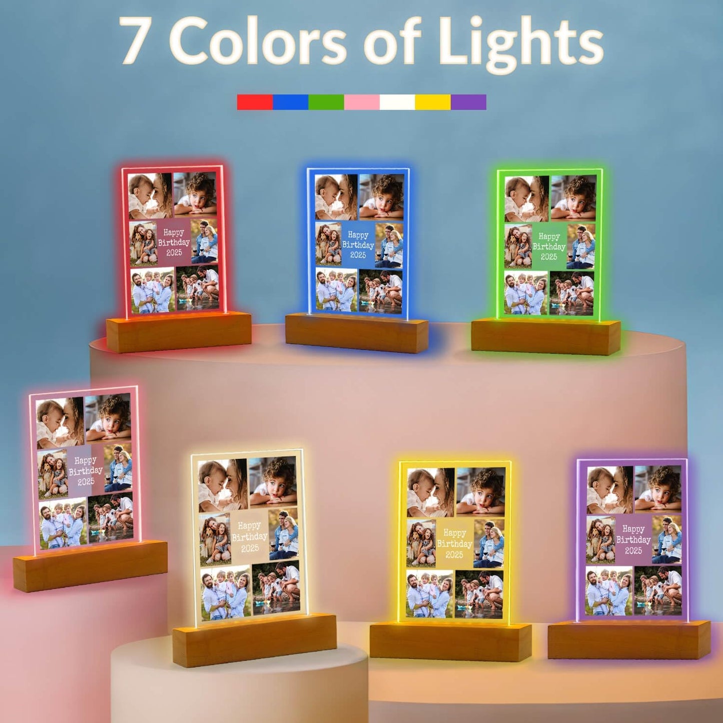 Custom Picture Frames with Photo, Personalized Photo Frame with Night Light, Customized Picture Frame, Personalized Anniversary Birthday Gifts for Women, Men, Her, Him, Mom, Dad, Family, Friend