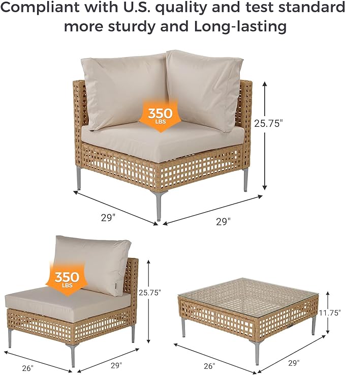Grand patio 14-Piece Wicker Patio Furniture Set, Boho Outdoor Conversation Set - Image 6