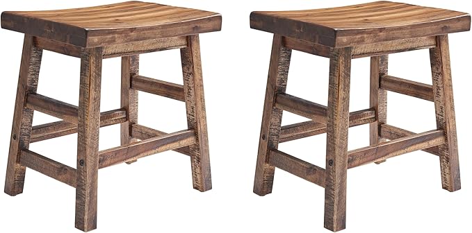 Alaterre Furniture Durango Set of 2 Industrial 20-Inch Wood Dining Stools – by AlaterreFurniture