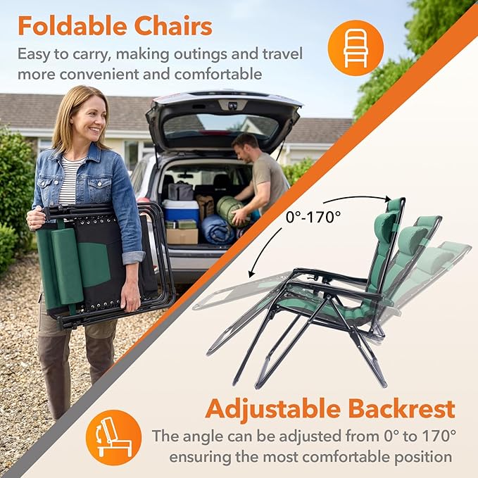 Sweetcrispy Zero Gravity Chairs, Foldable Patio Reclining Chairs - Image 4