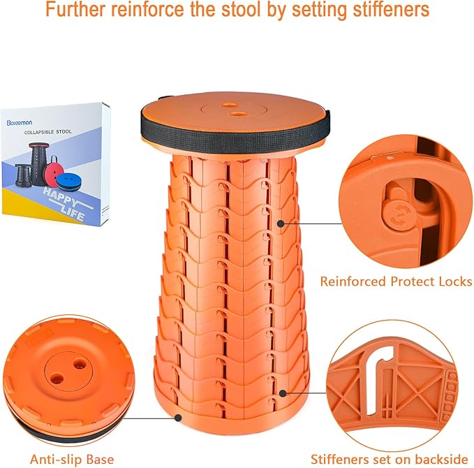 Boreeman Upgraded Folding Stool Lightweight Yet More Sturdy - Image 3