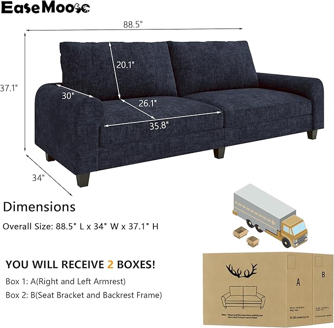 EASE MOOSE 88.5" Chenille Loveseat Couches - Image 2
