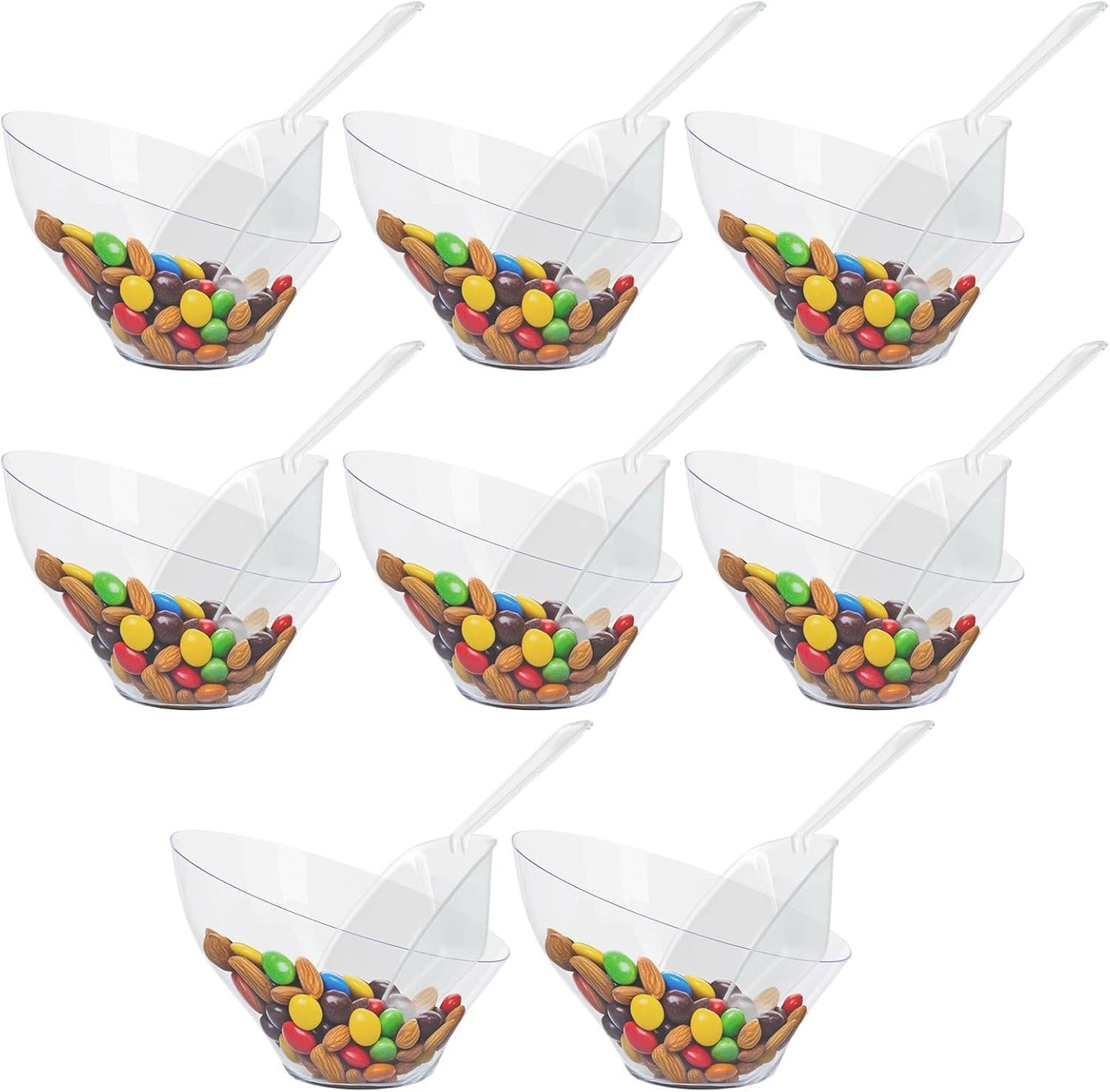 R-kay 16 Pcs Candy Bowls And Plastic Scoops Set - 8 Clear Plastic Candy Bowl 20 Oz And 8 Scoop 6.5 Inch Buffet Containers Set Heavy Duty