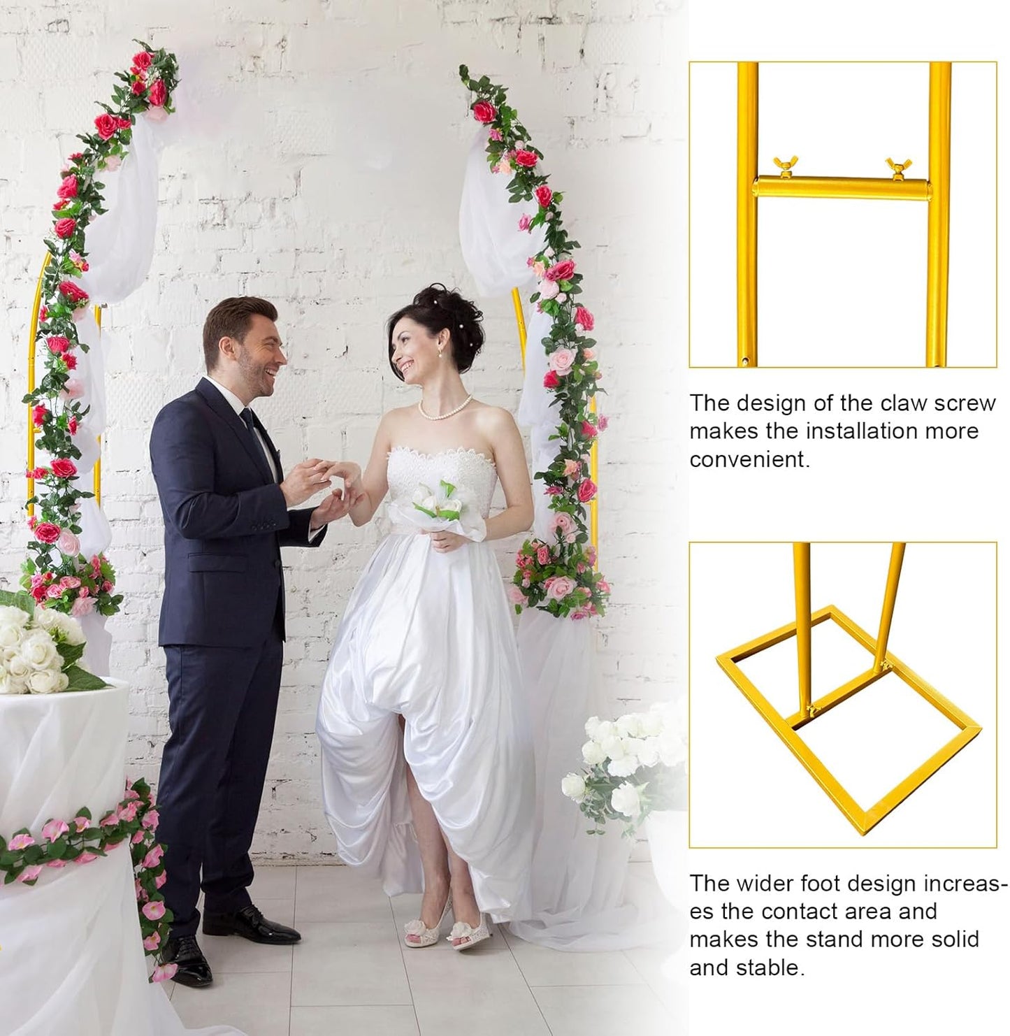 Curved Wedding Arch Backdrop Stand Set of 2, Large Balloon Arch with Rectangular Base (5.9ft,6.9ft) for Ceremony, Party, Baby Shower, Anniversary Celebration Indoor Outdoor Event Decoration.