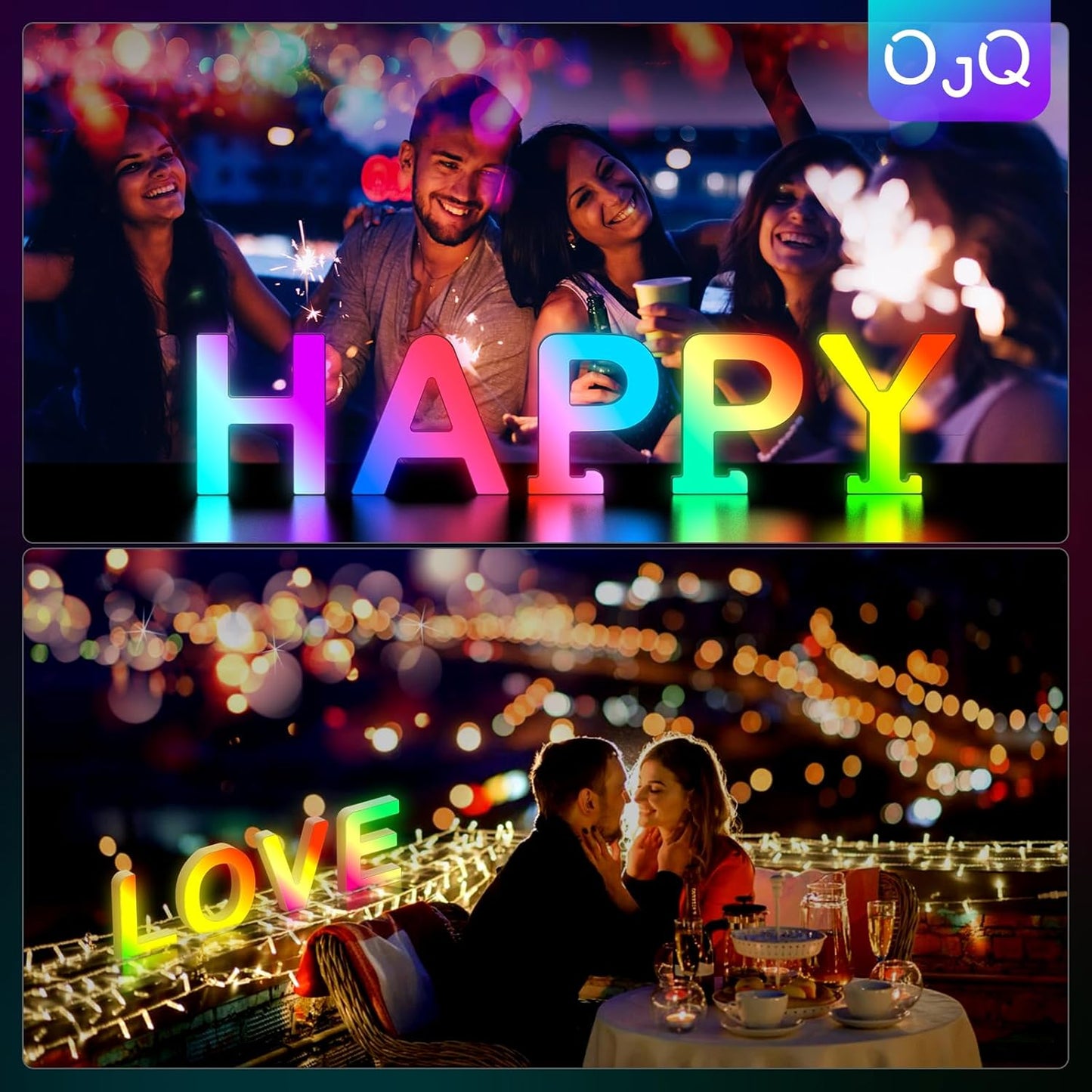 OJQ Light Up Letters LED Letter - Bedroom Lighted Colorful Alphabet Letter Music Sync Color Change - Christmas Birthday Gifts for Girl - Teen Girls Room Decor Gifts Party Home Wall Bedroom Decor