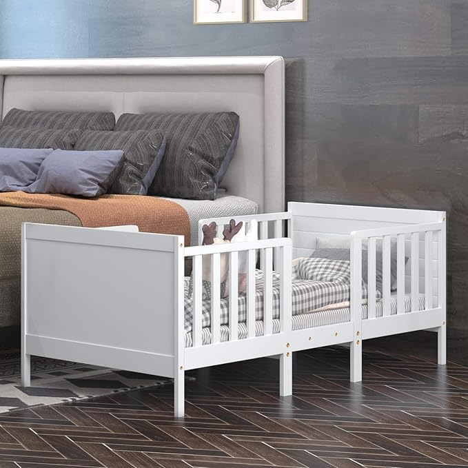 Costzon Toddler Bed Frame, 2 in 1 Convertible Wood Kids Bed w/Double Side - Image 7