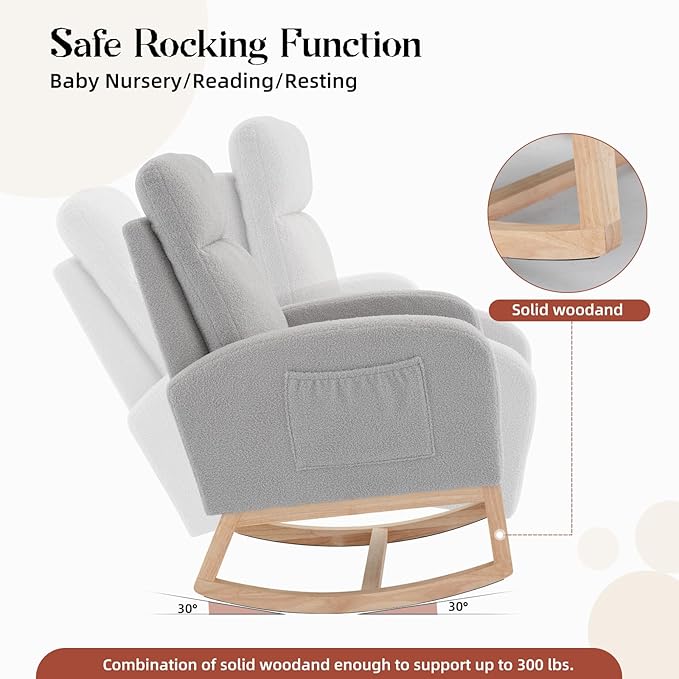 GAOMON Rocking Chair Glider for Nursery, Comfy Rocker Nursery - Image 5