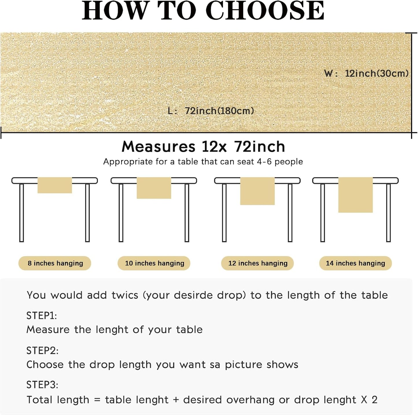 6 Packs 12 x 72 inches Sequin Table Runner, Gold Glitter Table Runner for Birthday Party Supplies Wedding Engagement Baby Shower Holiday Celebration Event Decorations