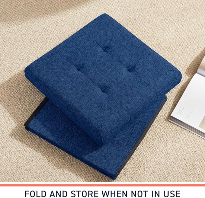 Ornavo Home 2 Pack 15 Inch Folding Storage Ottoman - Image 7