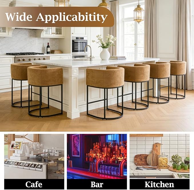 ClinQ 26" H Counter Height Bar Stools Set of 1, Modern Barrel Counter Stools - Image 5