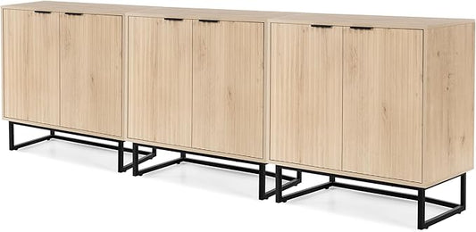 EYYTHUNG Fluted Storage Cabinet Set of 3, Sideboard Buffet Cabinet Modern by EYYTHUNG
