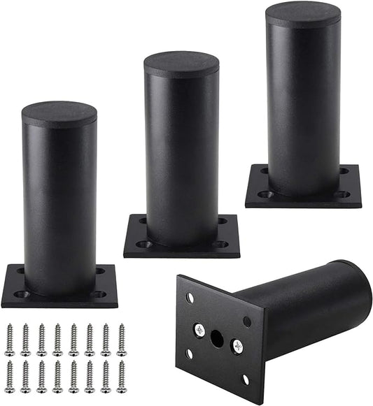 Set of 4 Furniture Legs 4 Inch, Adjustable Aluminum Alloy Cabinet Legs by Kyuionty